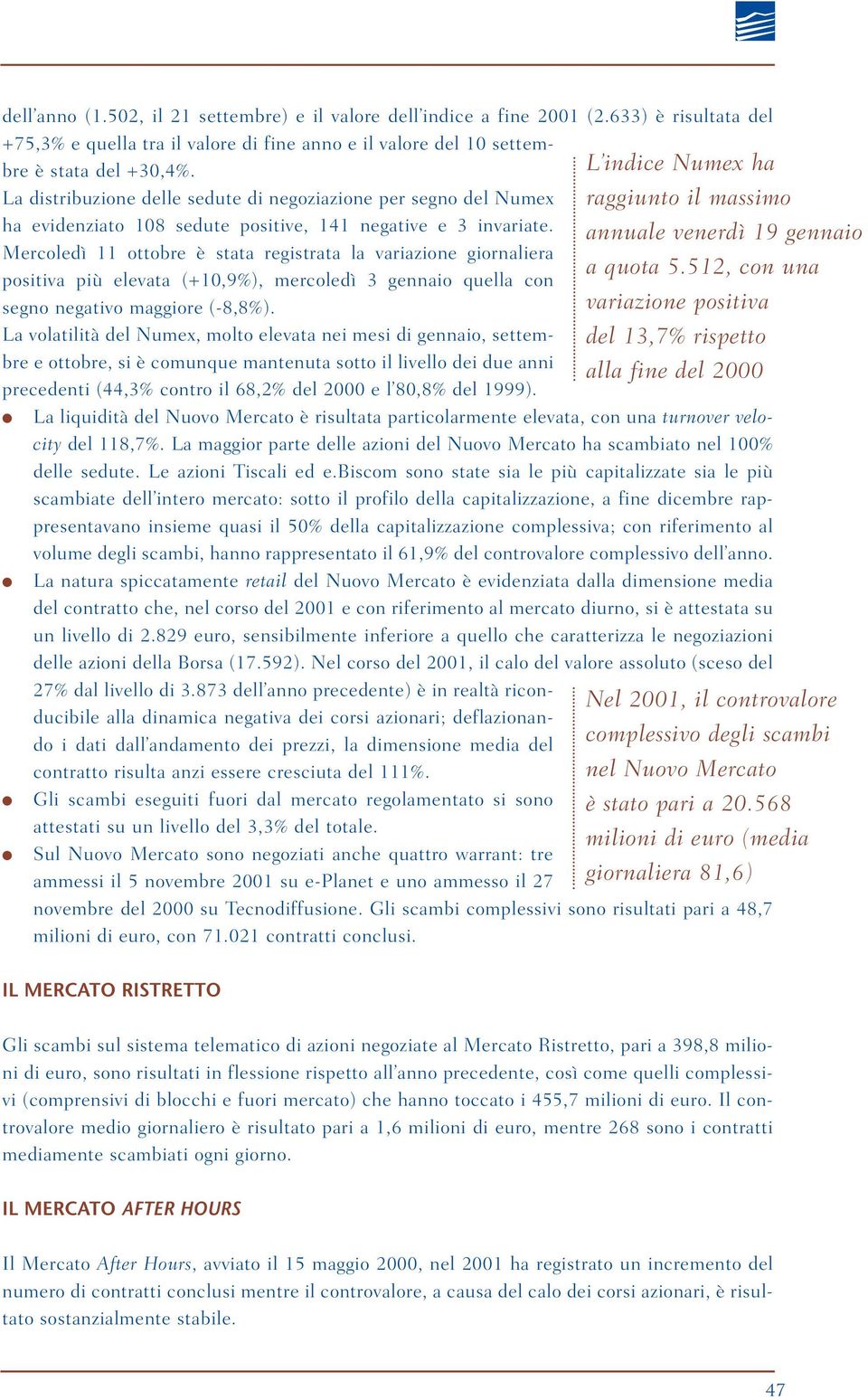 Mercoledì 11 ottobre è stata registrata la variazione giornaliera positiva più elevata (+1,9%), mercoledì 3 gennaio quella con segno negativo maggiore (-8,8%).