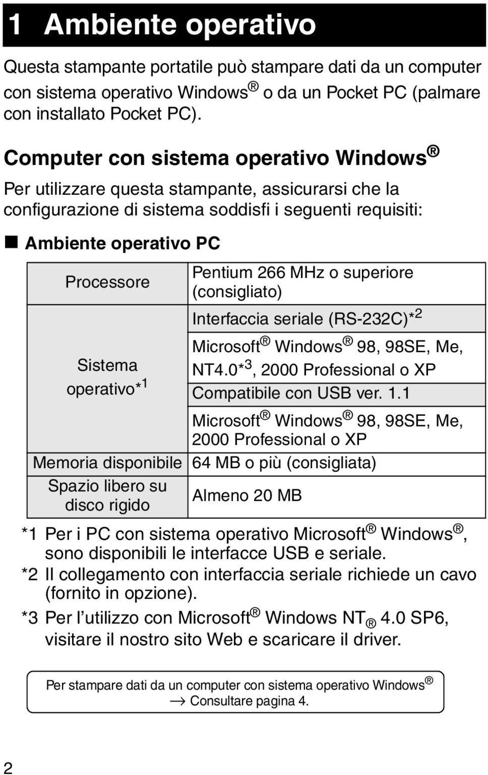 Processore (consigliato) Interfaccia seriale (RS-232C)* 2 Sistema operativo* 1 