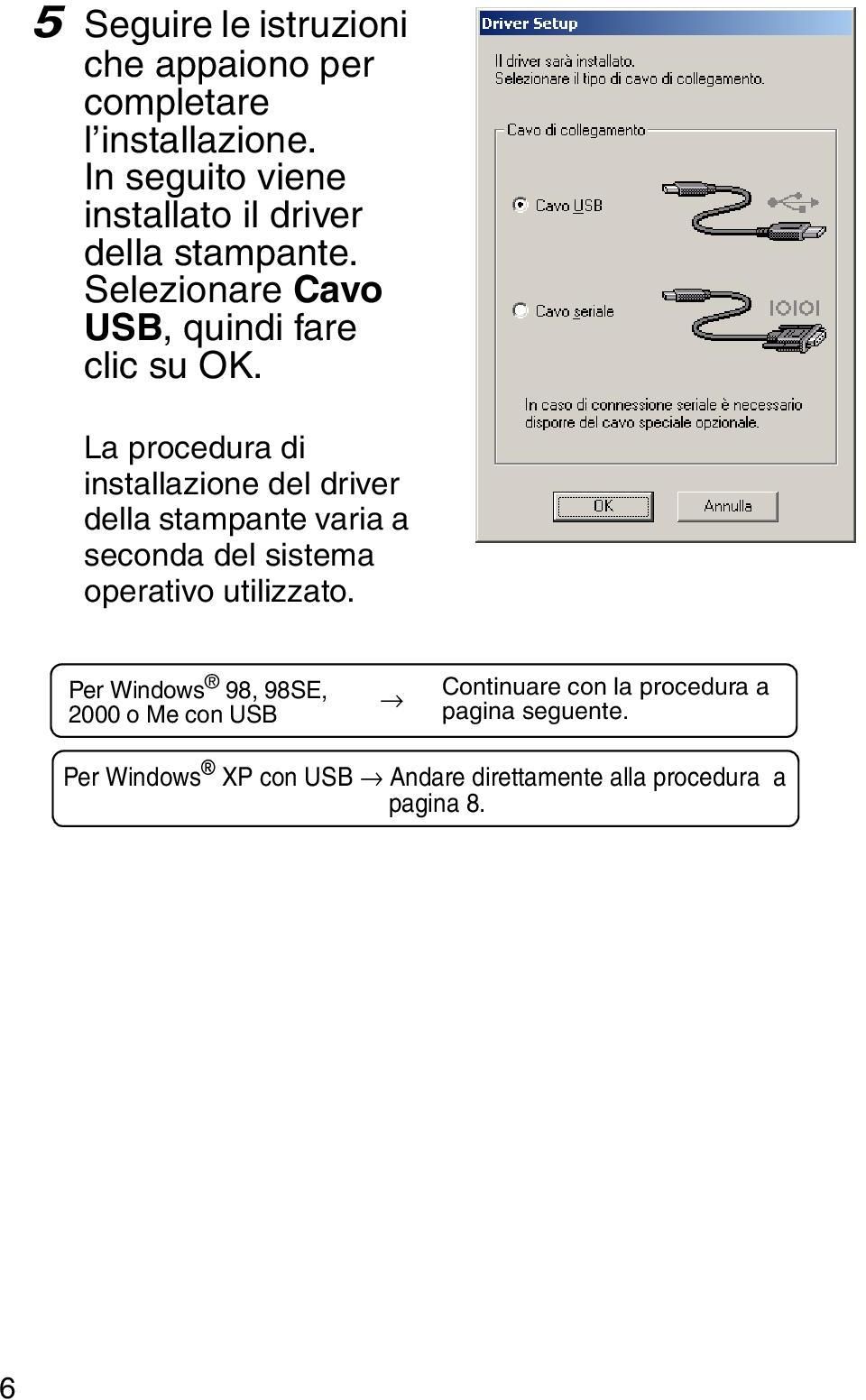 La procedura di installazione del driver della stampante varia a seconda del sistema operativo utilizzato.