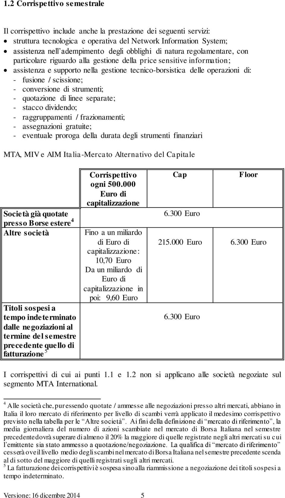 scissione; - conversione di strumenti; - quotazione di linee separate; - stacco dividendo; - raggruppamenti / frazionamenti; - assegnazioni gratuite; - eventuale proroga della durata degli strumenti