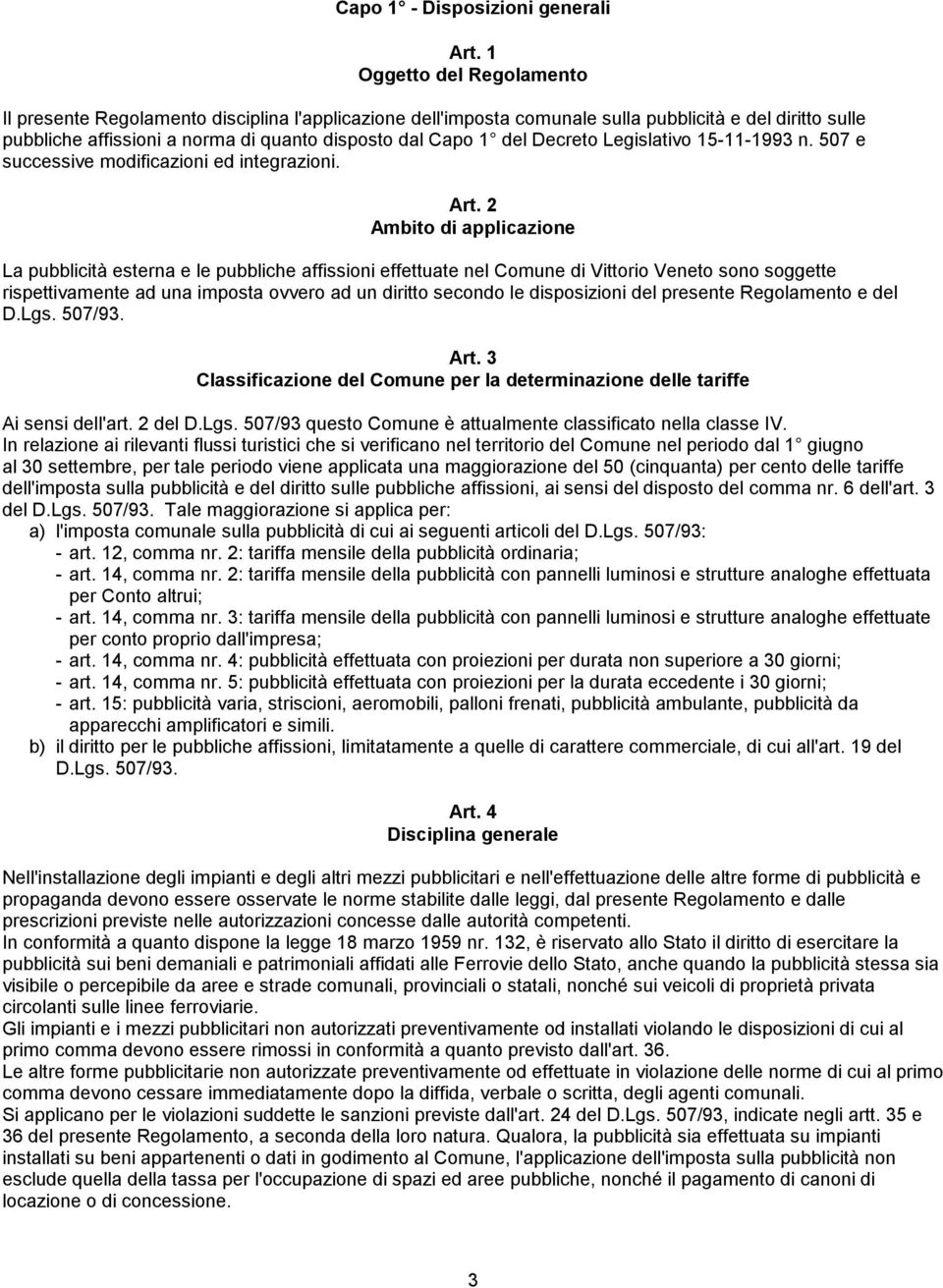 Decreto Legislativo 15-11-1993 n. 507 e successive modificazioni ed integrazioni. Art.