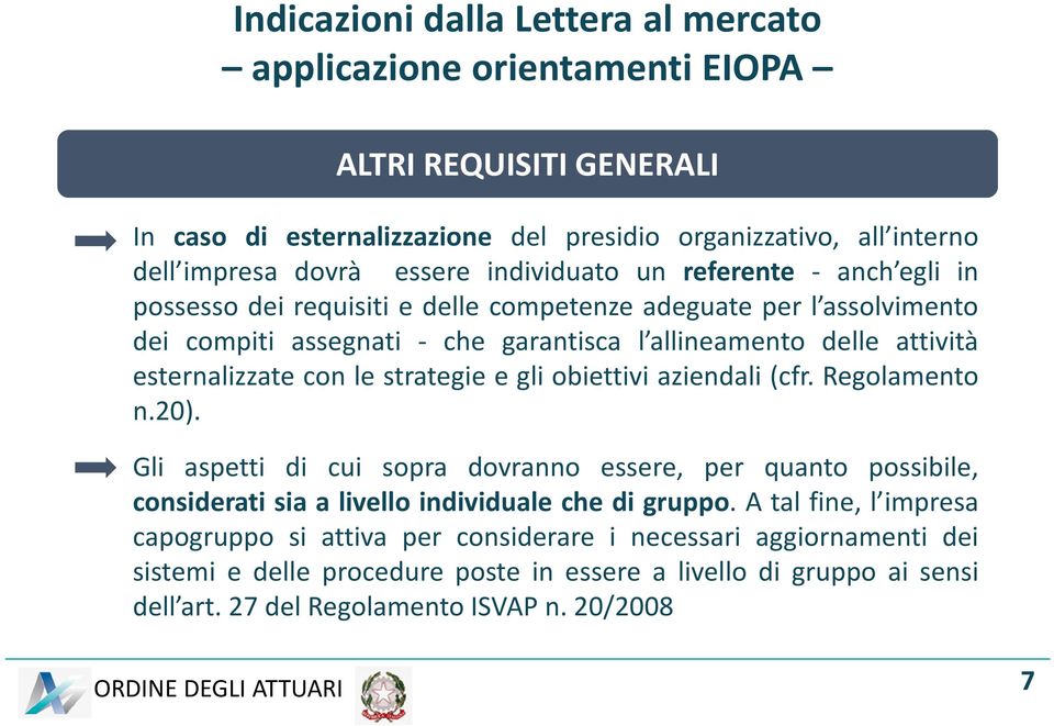 con le strategie e gli obiettivi aziendali (cfr. Regolamento n.20). Gli aspetti di cui sopra dovranno essere, per quanto possibile, considerati sia a livello individuale che di gruppo.