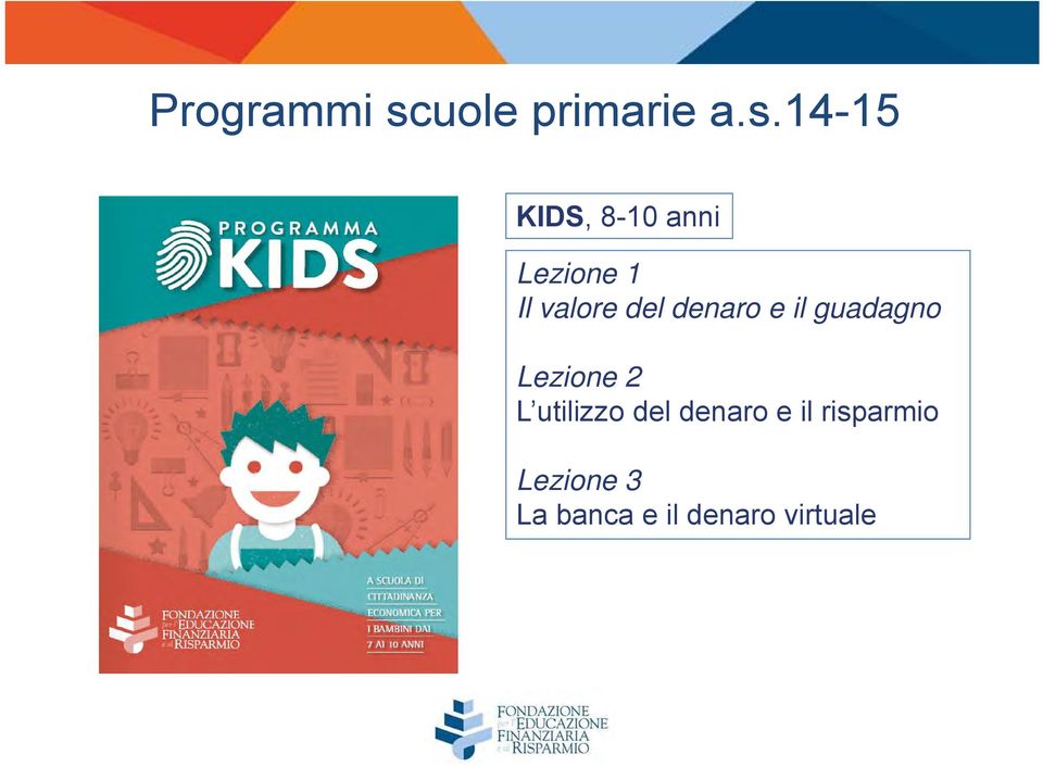 14-15 KIDS, 8-10 anni Lezione 1 Il valore del