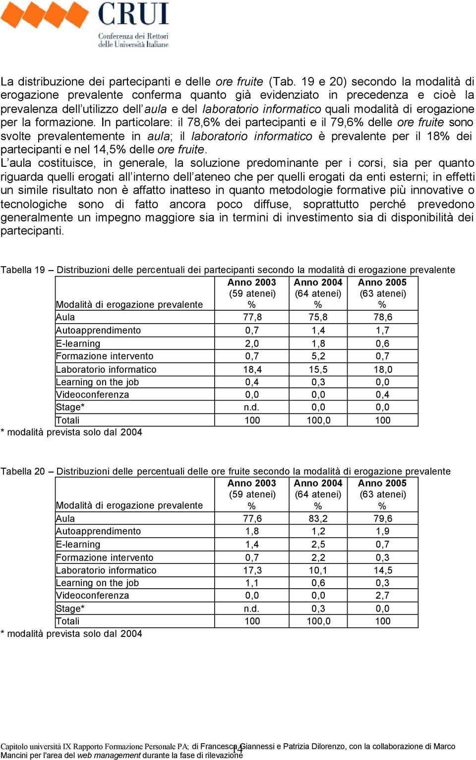 erogazione per la formazione.