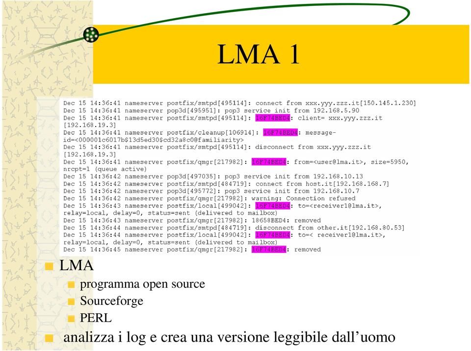 analizza i log e crea una