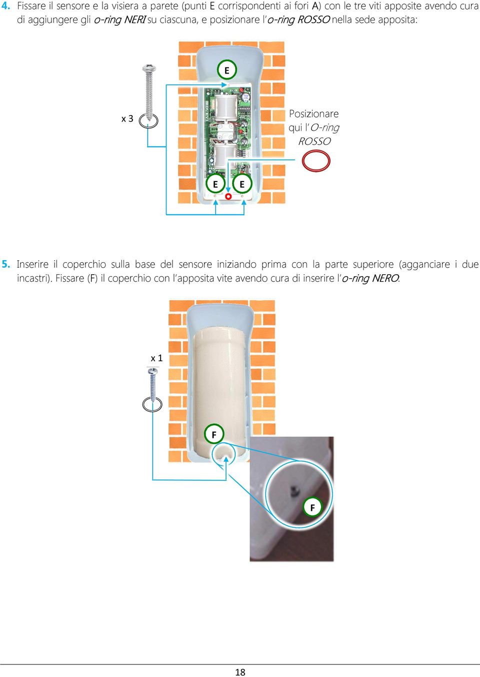 Posizionare qui l O-ring ROSSO E E 5.