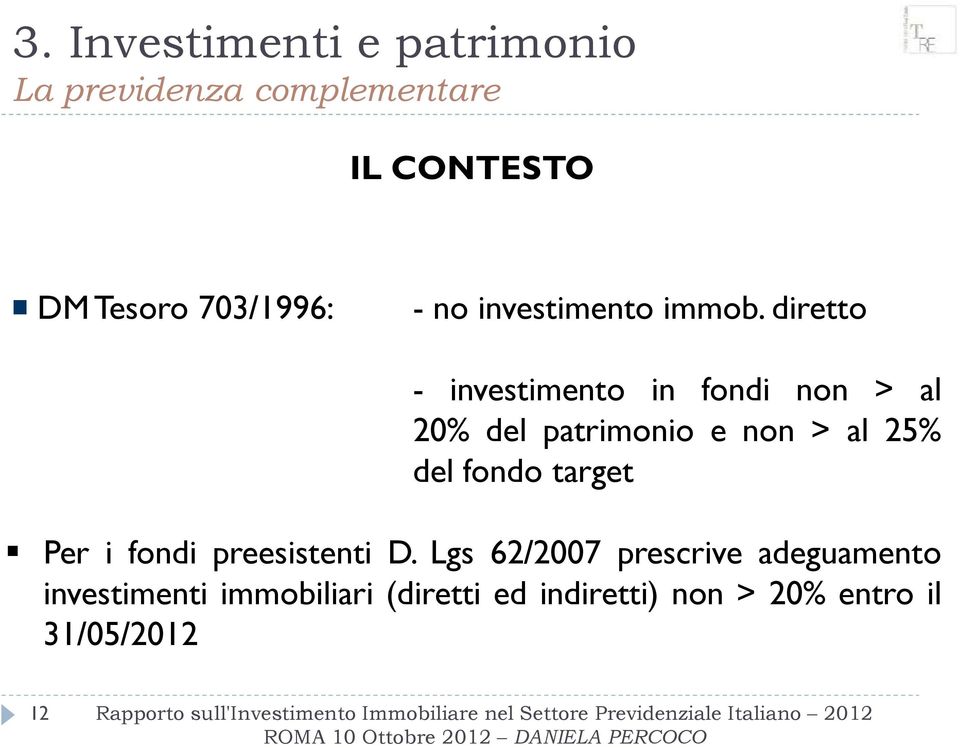 diretto - investimento in fondi non > al 20% del patrimonio enon >al 25% del fondo target Per ifondi