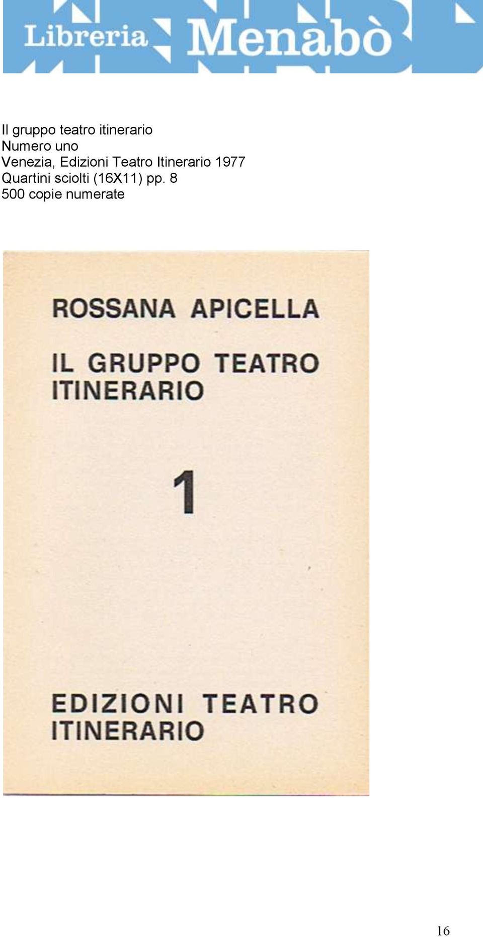 Teatro Itinerario 1977 Quartini