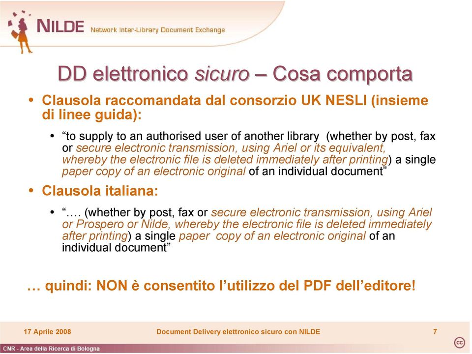 individual document Clausola italiana:.