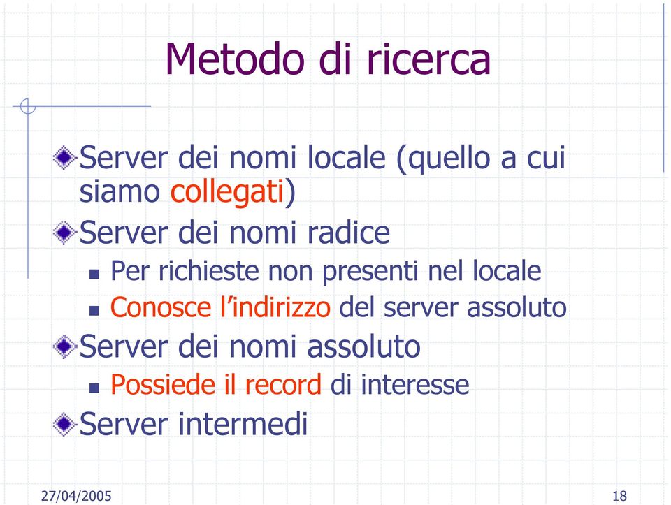 presenti nel locale Conosce l indirizzo del server assoluto