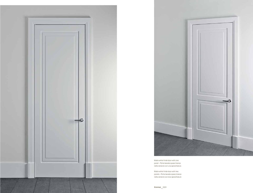 Matte white finish door with two panels Porta laccata