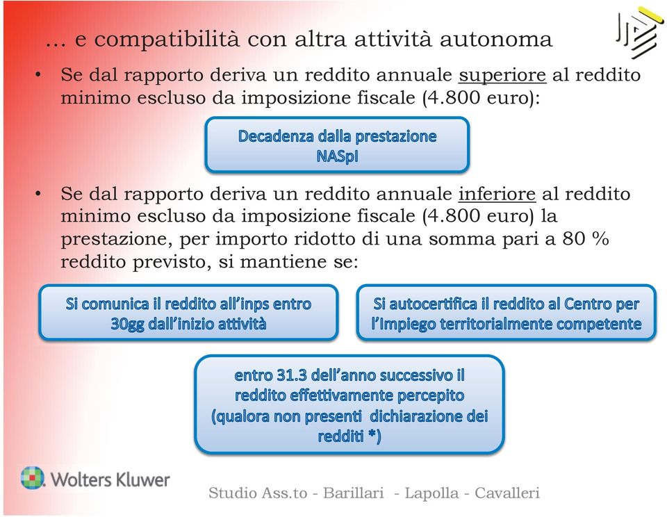 800 euro): Se dal rapporto deriva un reddito annuale inferiore al reddito minimo escluso da