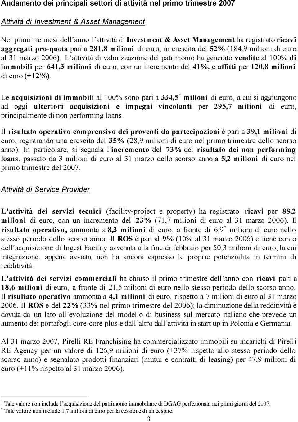 L attività di valorizzazione del patrimonio ha generato vendite al 100% di immobili per 641,3 milioni di euro, con un incremento del 41%, e affitti per 120,8 milioni di euro (+12%).