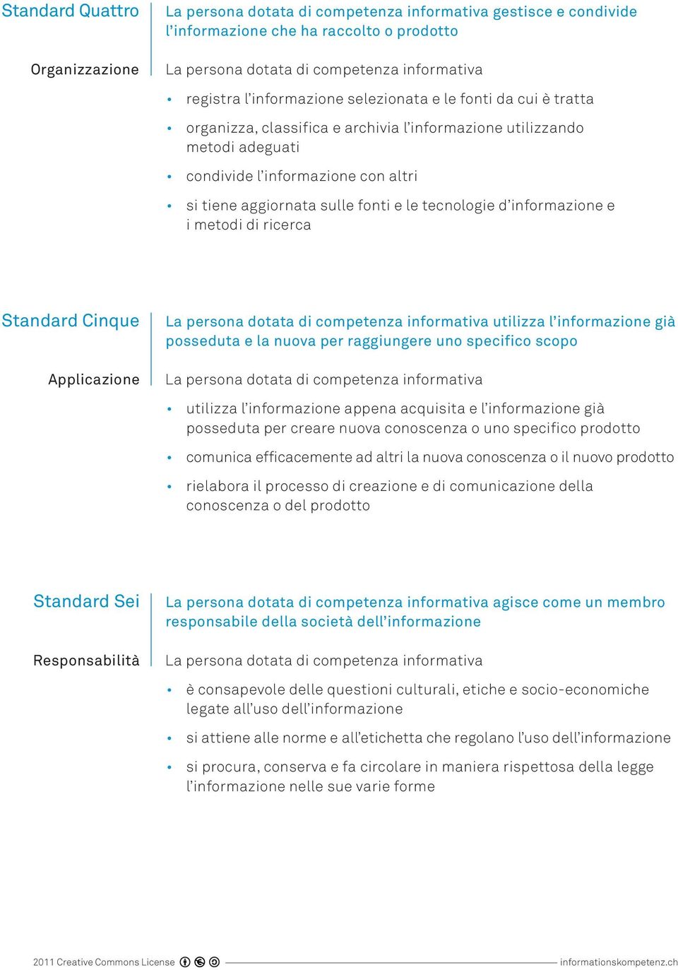 l informazione già posseduta e la nuova per raggiungere uno specifico scopo utilizza l informazione appena acquisita e l informazione già posseduta per creare nuova conoscenza o uno specifico