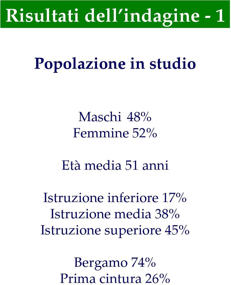 Istruzione inferiore 17% Istruzione media 38%