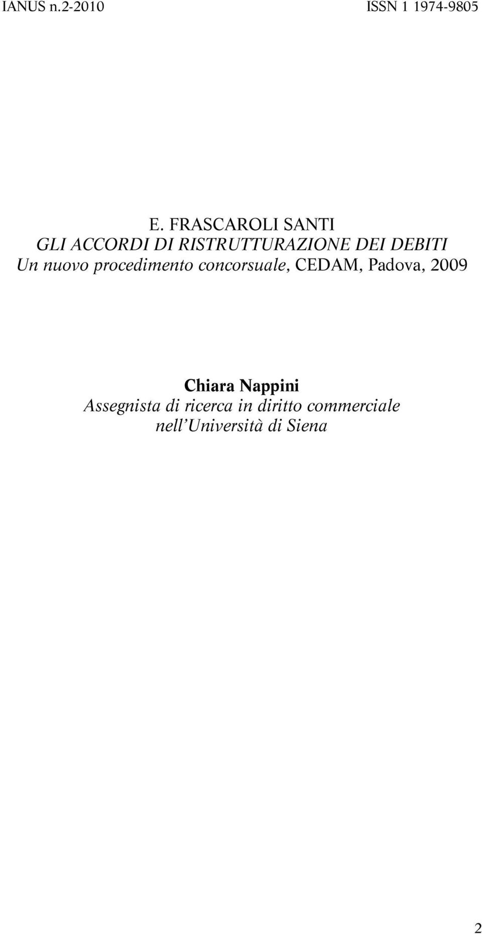 concorsuale, CEDAM, Padova, 2009 Chiara Nappini