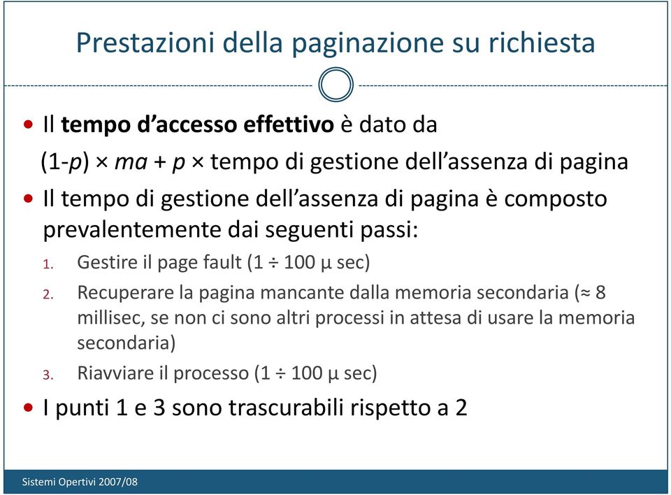 Gestire il page fault (1 100 μ sec) 2.