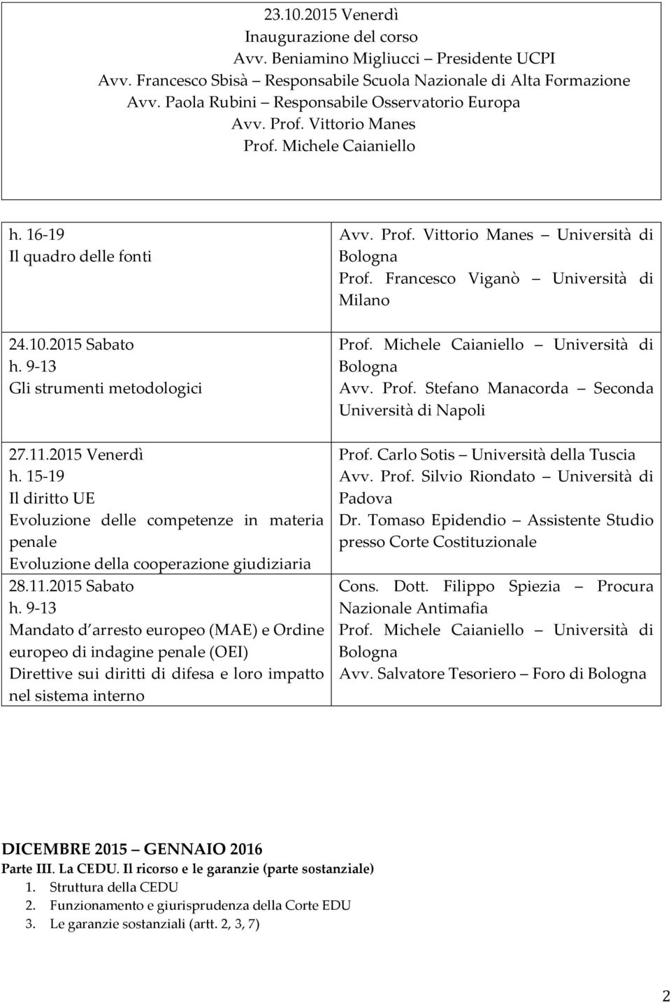 2015 Venerdì Il diritto UE Evoluzione delle competenze in materia penale Evoluzione della cooperazione giudiziaria 28.11.