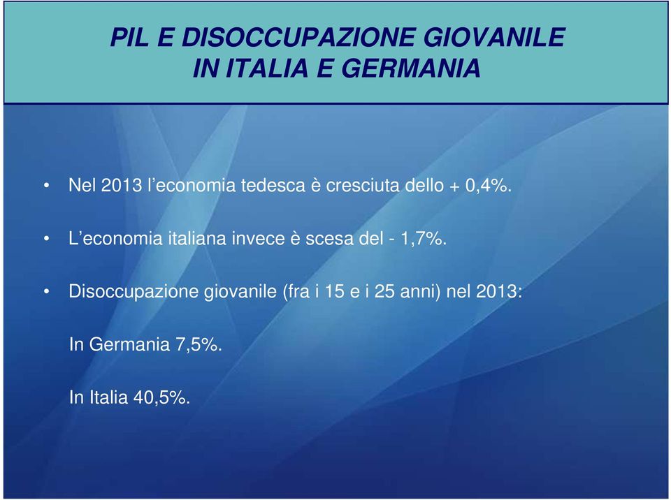 L economia italiana invece è scesa del - 1,7%.