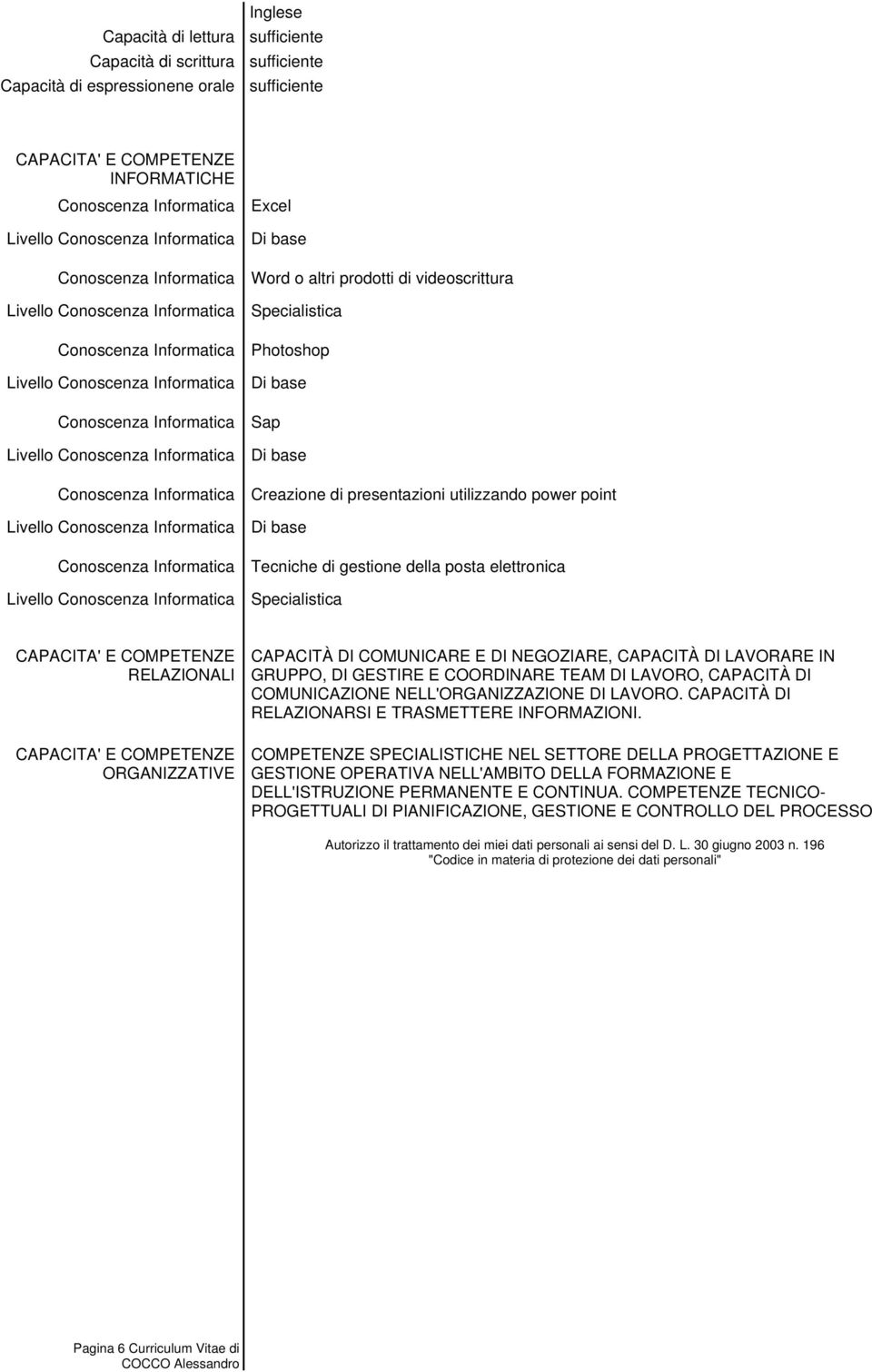 NEGOZIARE, CAPACITÀ DI LAVORARE IN GRUPPO, DI GESTIRE E COORDINARE TEAM DI LAVORO, CAPACITÀ DI COMUNICAZIONE NELL'ORGANIZZAZIONE DI LAVORO. CAPACITÀ DI RELAZIONARSI E TRASMETTERE INFORMAZIONI.