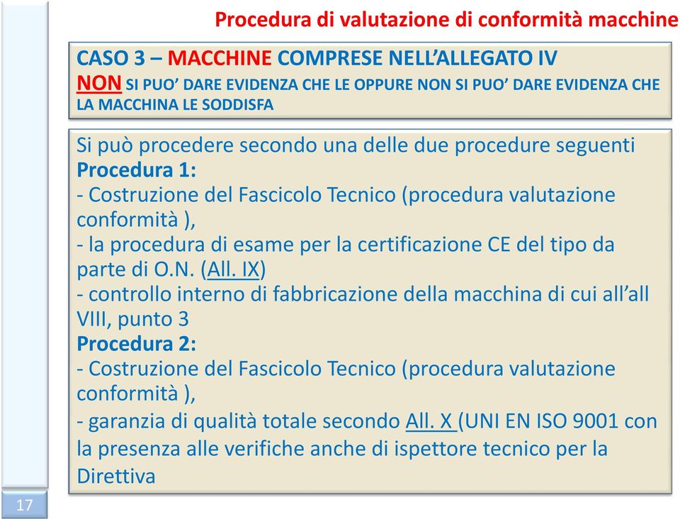 per la certificazione CE del tipo da parte di O.N.(All.