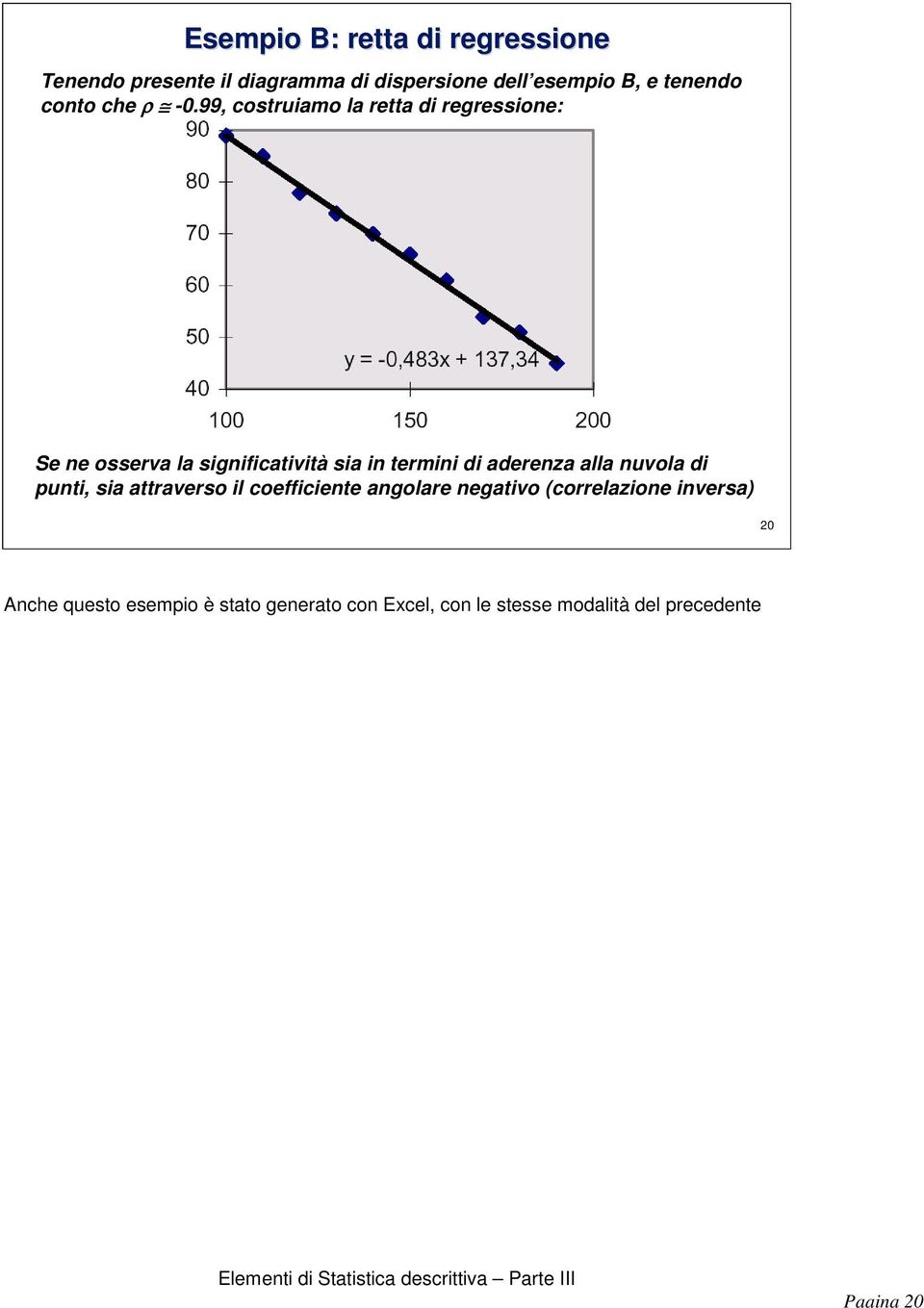 99, costruamo la retta d regressoe: Se e osserva la sgfcatvtà sa term d adereza alla