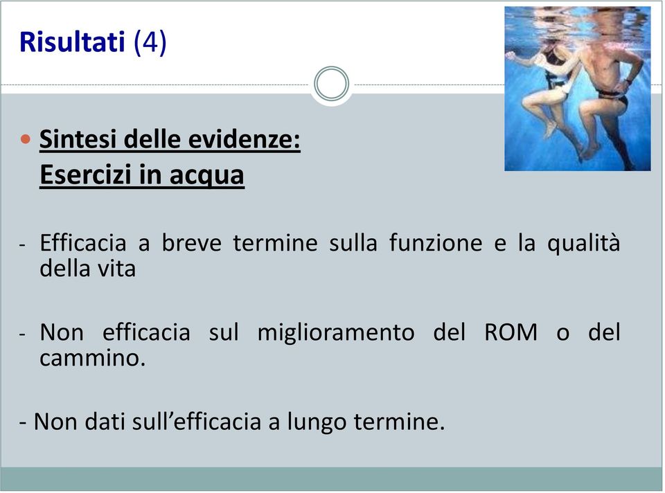 della vita - Non efficacia sul miglioramento del ROM o