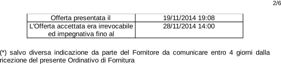 salvo diversa indicazione da parte del Fornitore da comunicare