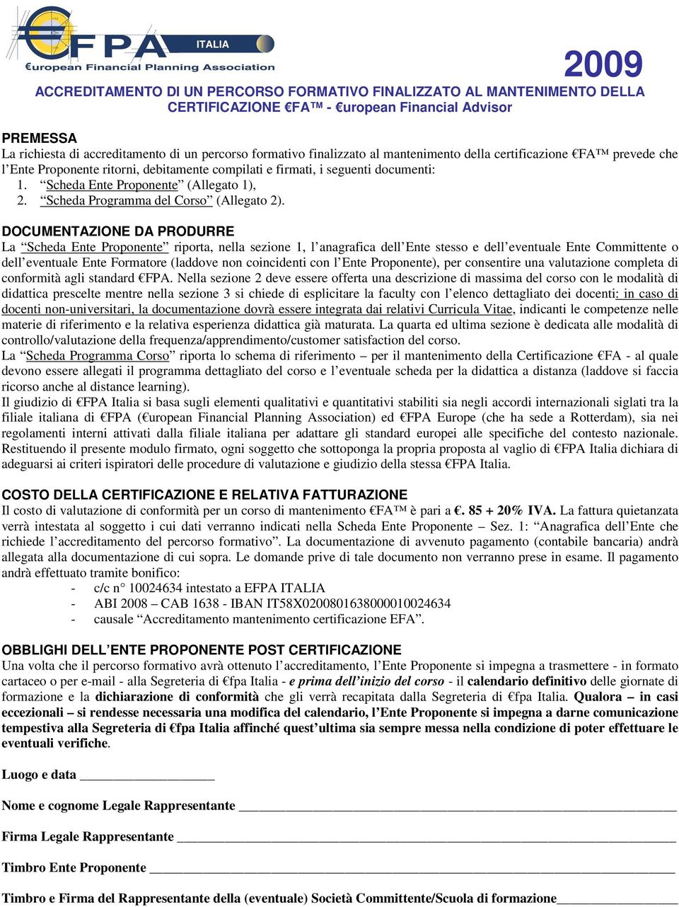 Scheda Programma del Corso (Allegato 2).