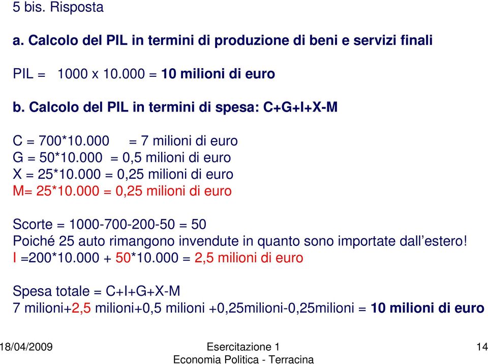 000 = 0,25 milioni di euro M= 25*10.