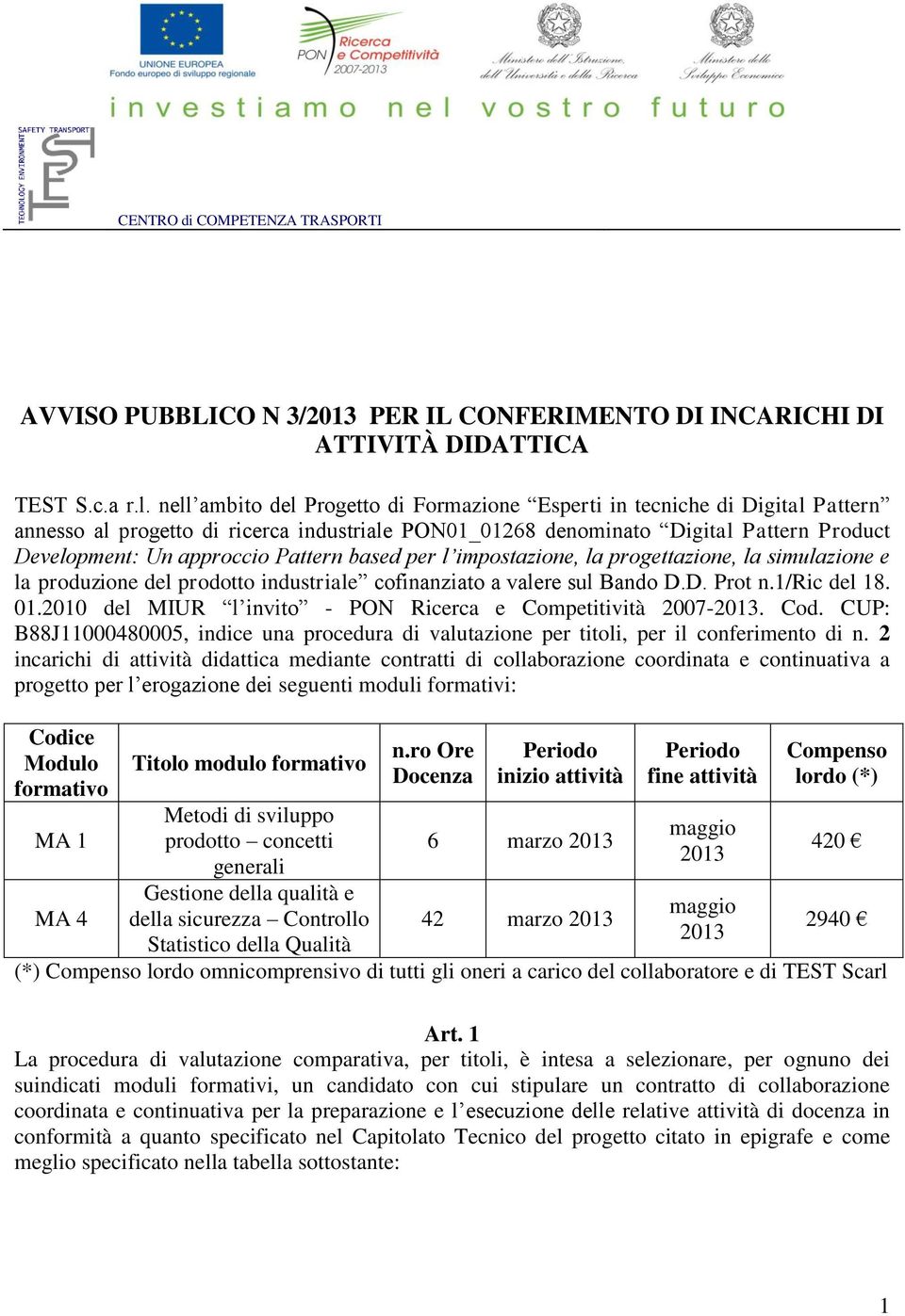 Pattern based per l impostazione, la progettazione, la simulazione e la produzione del prodotto industriale cofinanziato a valere sul Bando D.D. Prot n.1/ric del 18. 01.