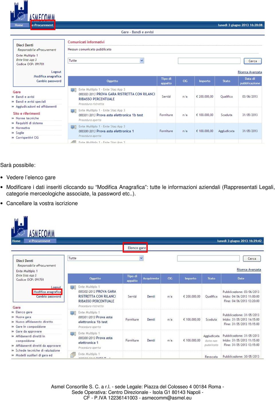 informazioni aziendali (Rappresentati Legali, categorie