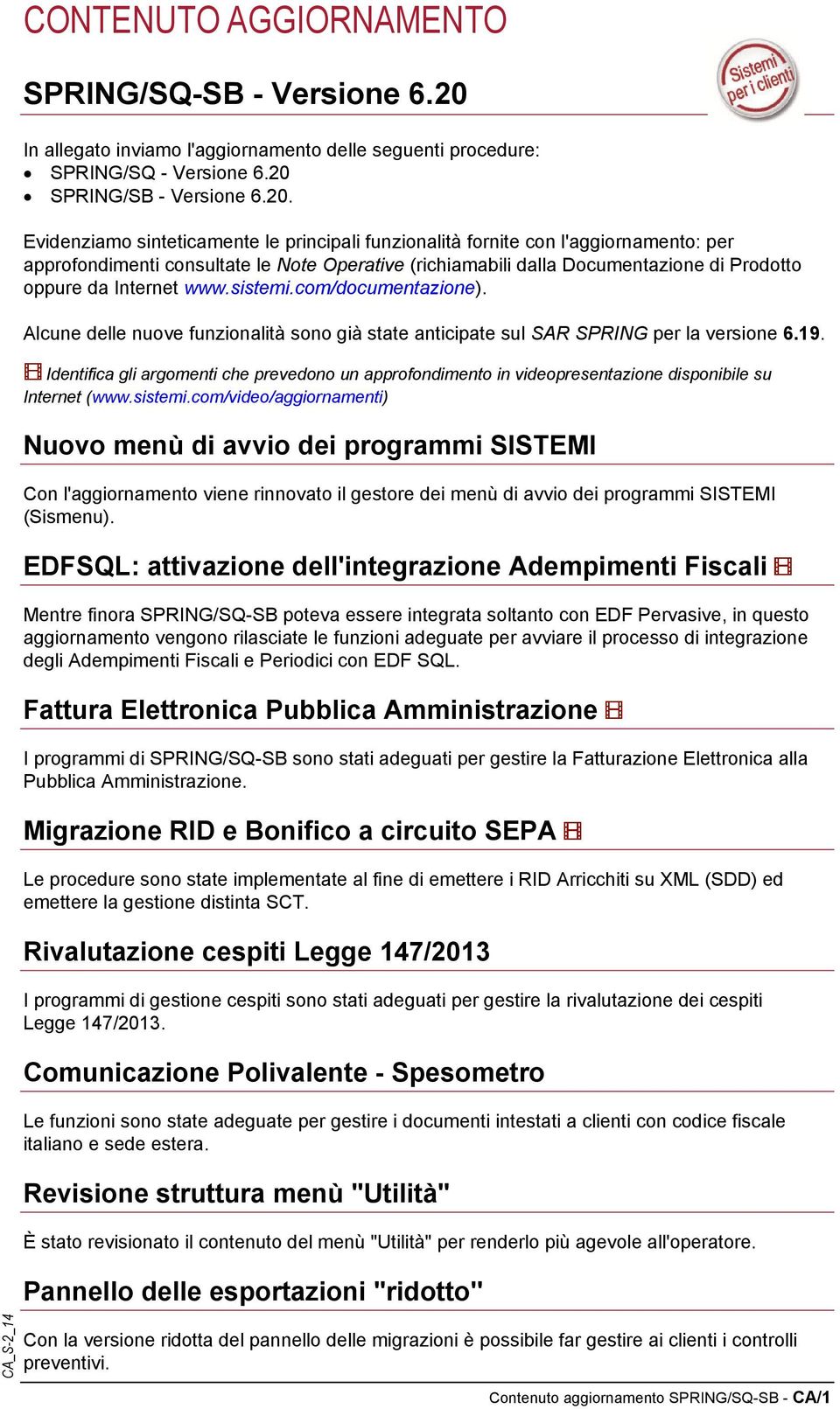 SPRING/SB - Versione 6.20.