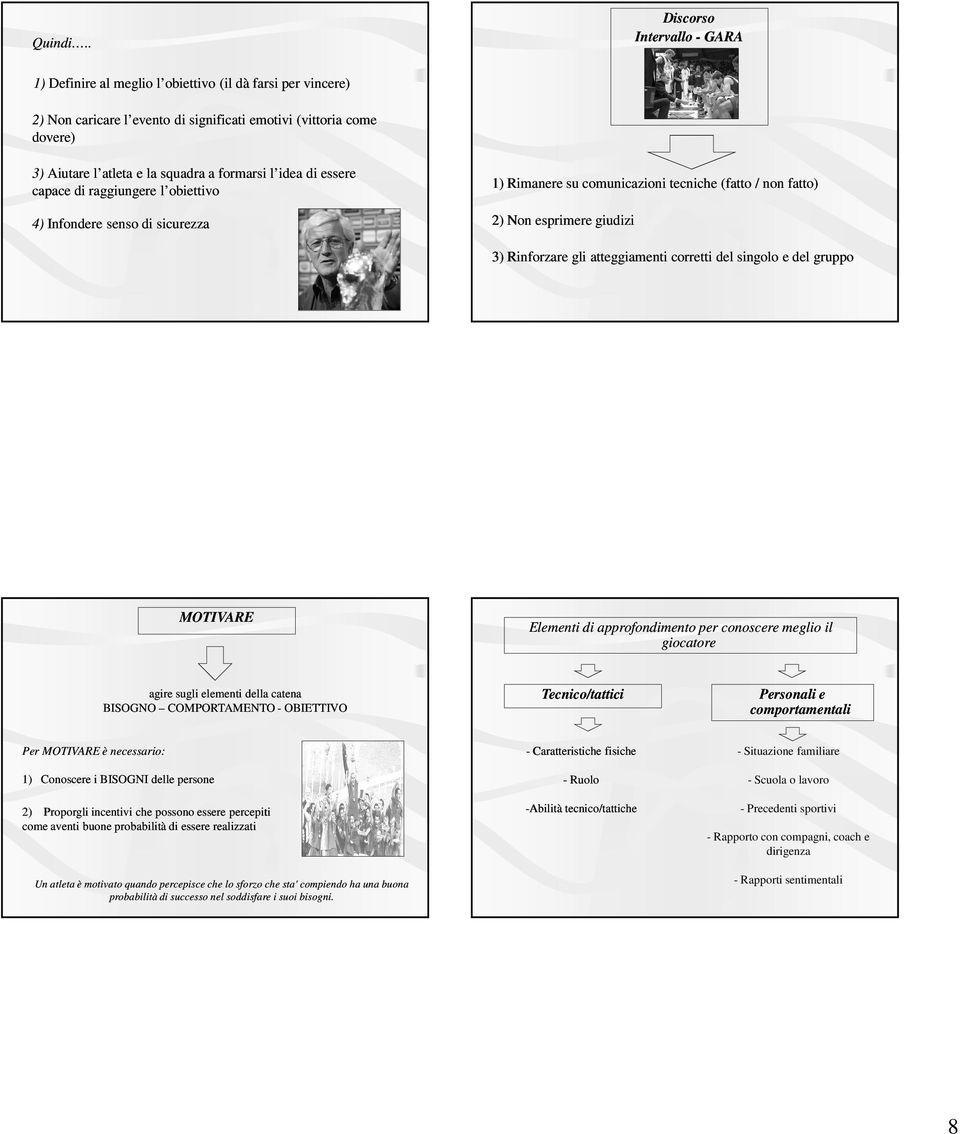 formarsi l idea di essere capace di raggiungere l obiettivo 4) Infondere senso di sicurezza 1) Rimanere su comunicazioni tecniche (fatto / non fatto) 2) Non esprimere giudizi 3) Rinforzare gli