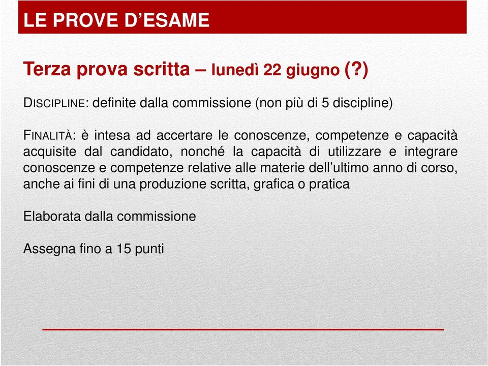 conoscenze, competenze e capacità acquisite dal candidato, nonché la capacità di utilizzare e integrare