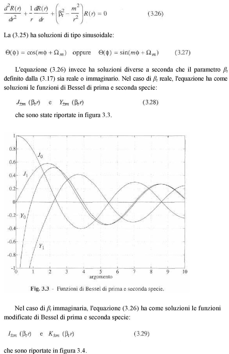 Nel caso di β t reale, l'equazione ha come soluzioni le funzioni di Bessel di prima e seconda specie: che sono state