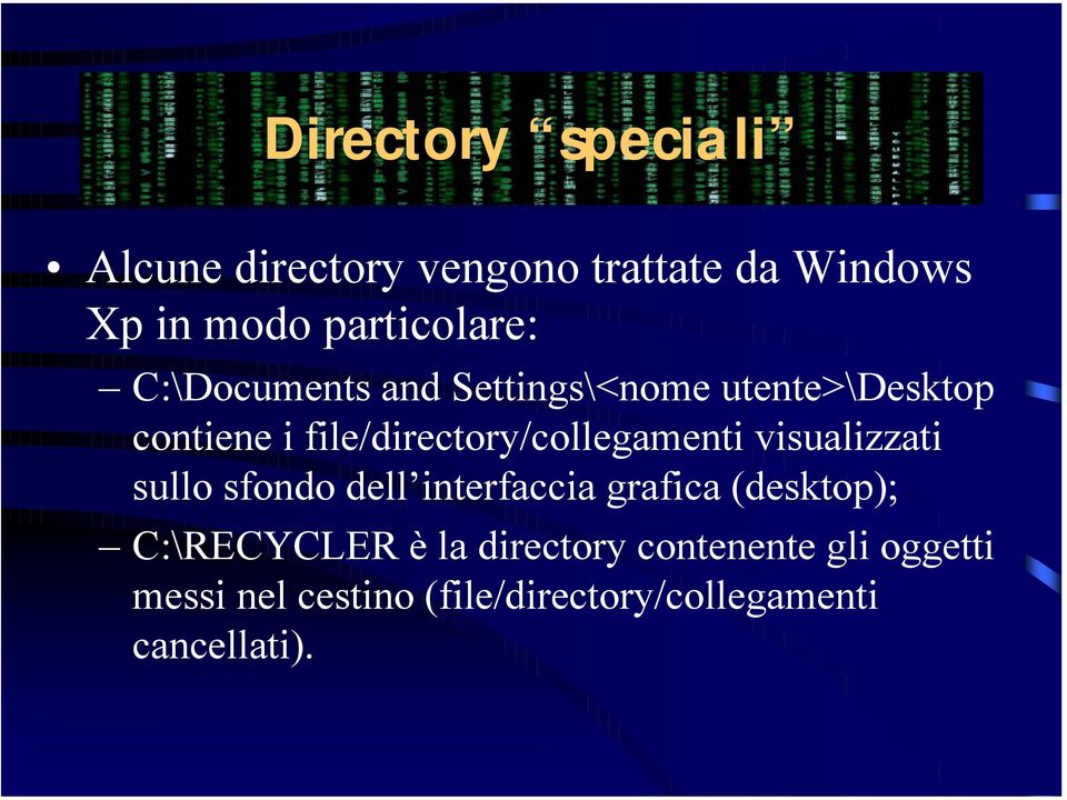 file/directory/collegamenti visualizzati sullo sfondo dell interfaccia grafica