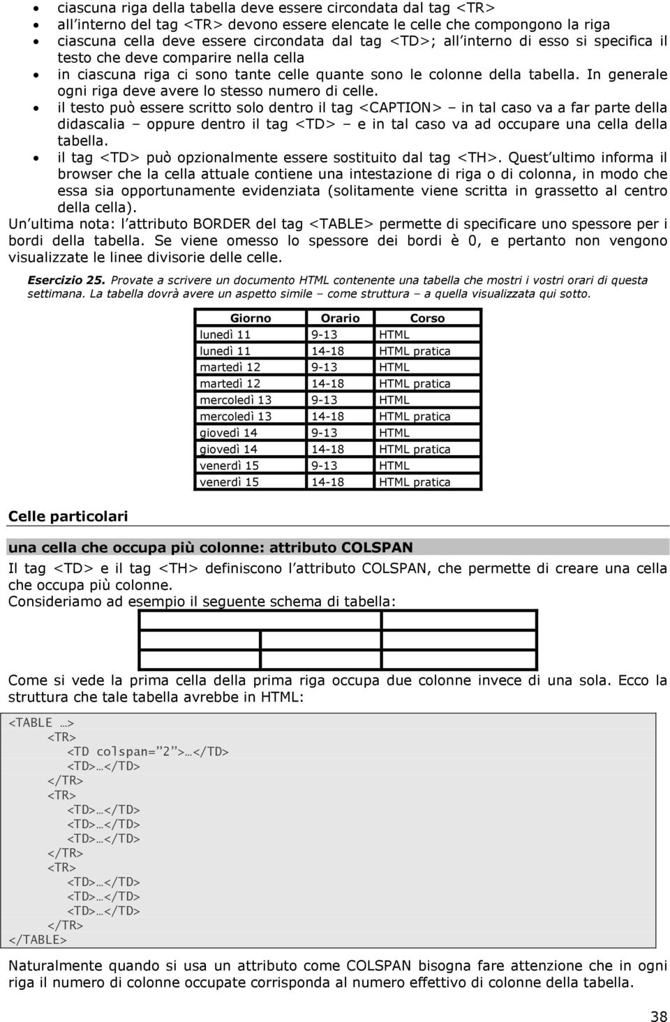 il testo può essere scritto solo dentro il tag <CAPTION> in tal caso va a far parte della didascalia oppure dentro il tag <TD> e in tal caso va ad occupare una cella della tabella.