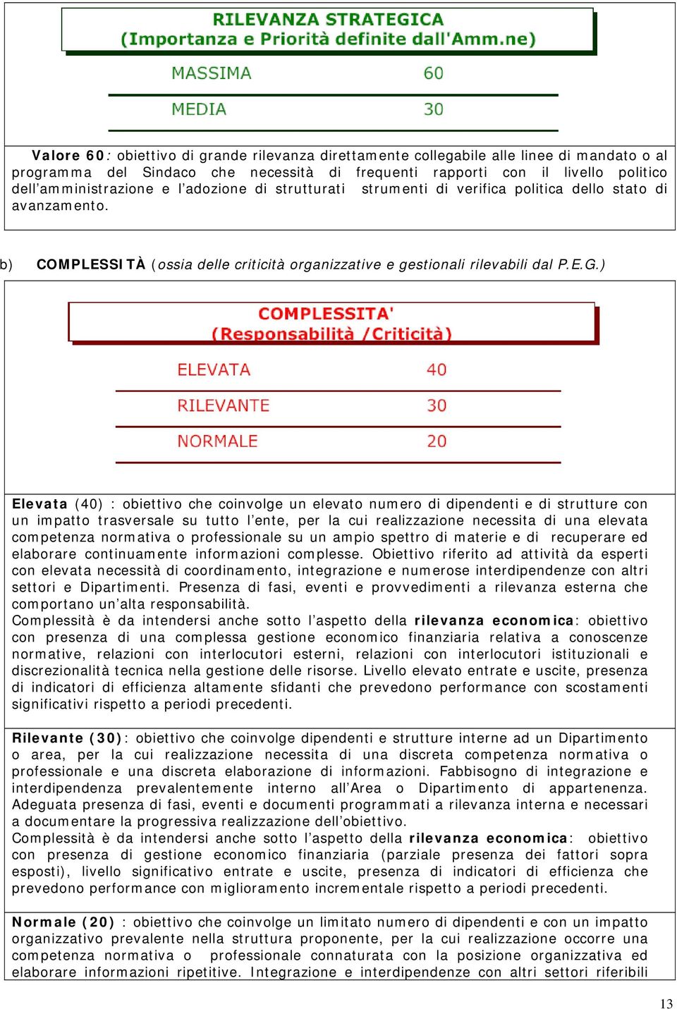 ) Elevata (40) : obiettivo che coinvolge un elevato numero di dipendenti e di strutture con un impatto trasversale su tutto l ente, per la cui realizzazione necessita di una elevata competenza