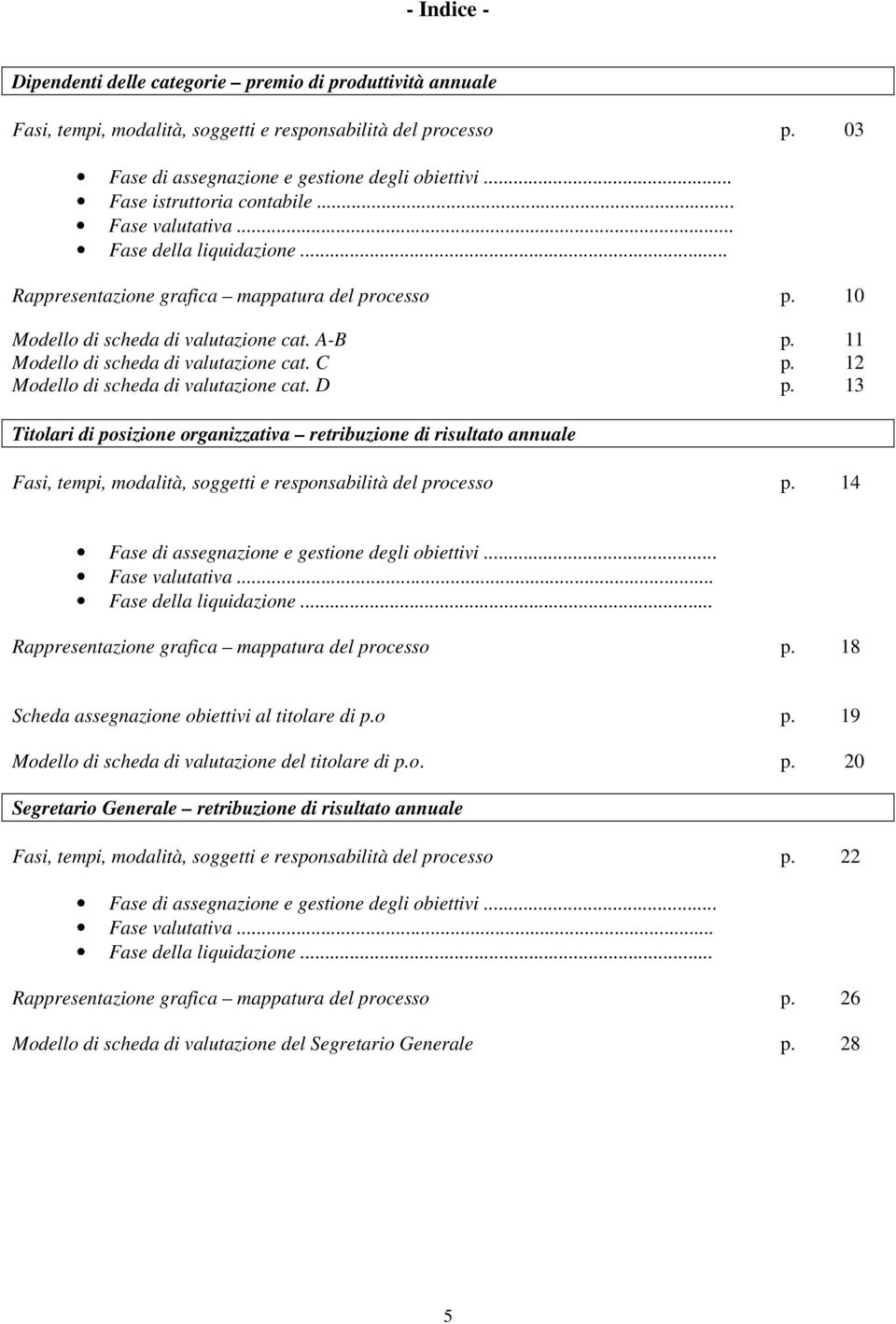 11 Modello di scheda di valutazione cat. C p. 12 Modello di scheda di valutazione cat. D p.