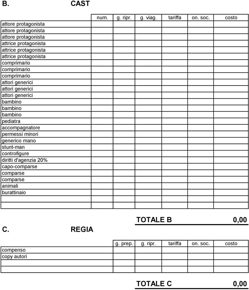 accompagnatore permessi minori generico mano stunt-man controfigure diritti d'agenzia 20% capo-comparse comparse comparse animali