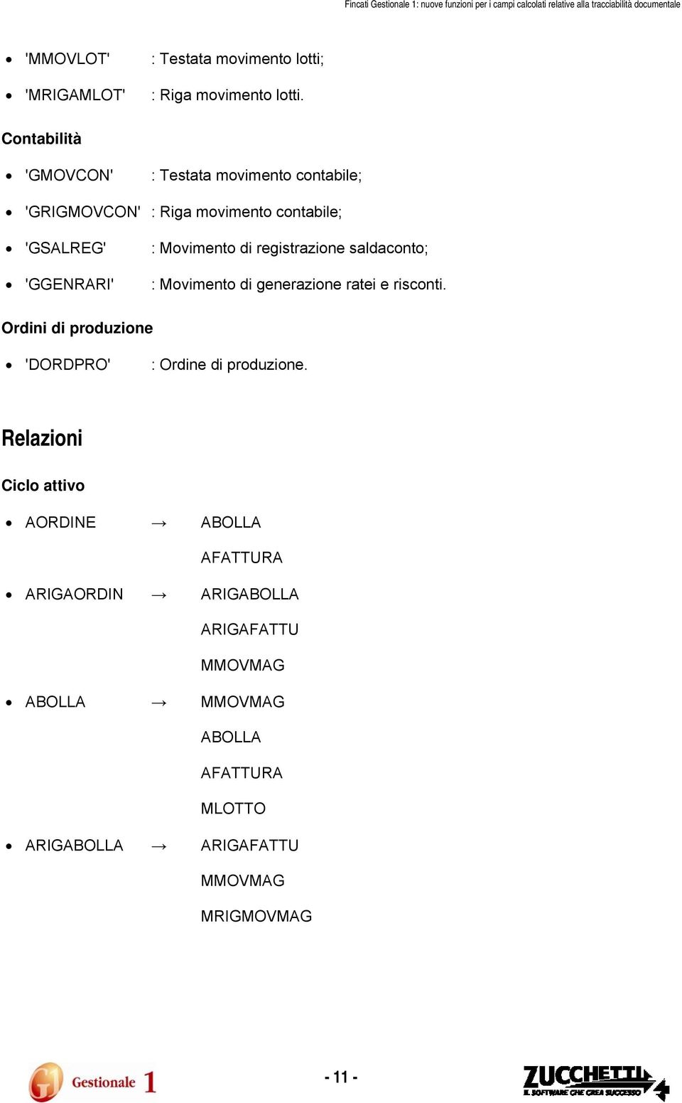 Movimento di registrazione saldaconto; : Movimento di generazione ratei e risconti.