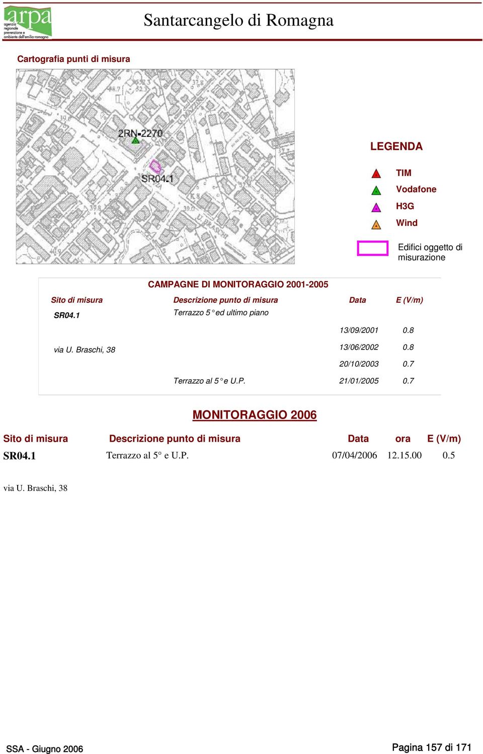 Braschi, 38 13/06/2002 0.8 20/10/2003 0.7 Terrazzo al 5 e U.P. 21/01/2005 0.