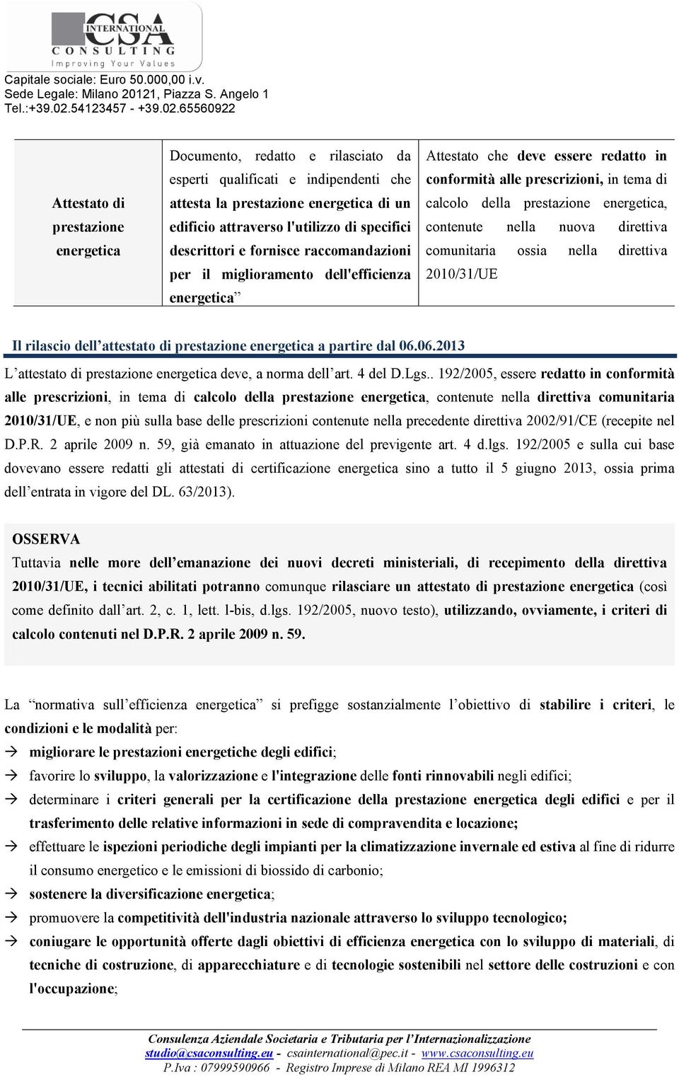 energetica, contenute nella nuova direttiva comunitaria ossia nella direttiva 2010/31/UE Il rilascio dell attestato di prestazione energetica a partire dal 06.