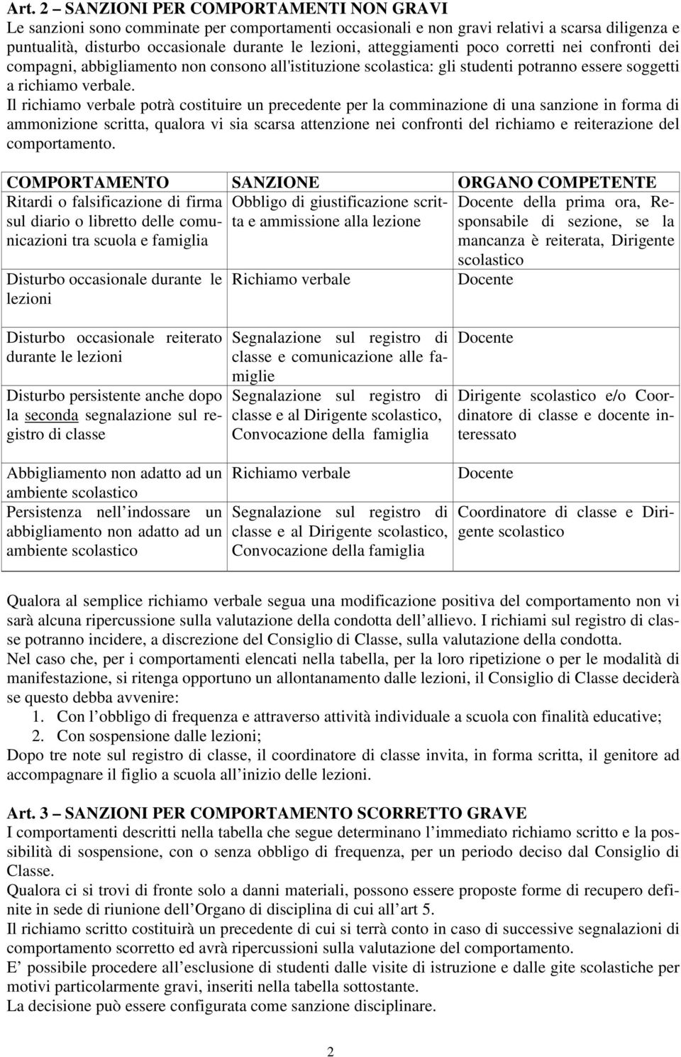 Il richiamo verbale potrà costituire un precedente per la comminazione di una sanzione in forma di ammonizione scritta, qualora vi sia scarsa attenzione nei confronti del richiamo e reiterazione del