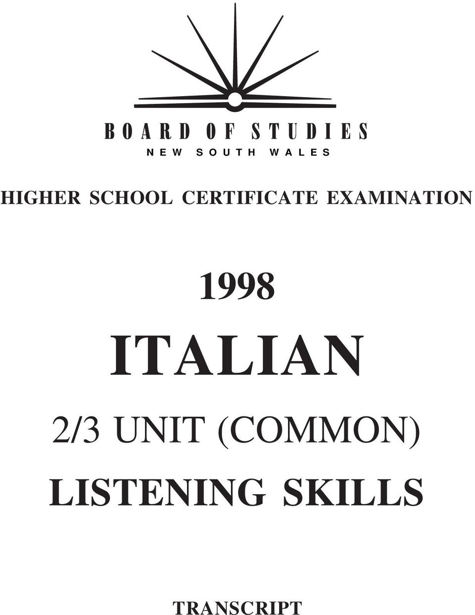 EXAMINATION 1998 ITALIAN 2/3