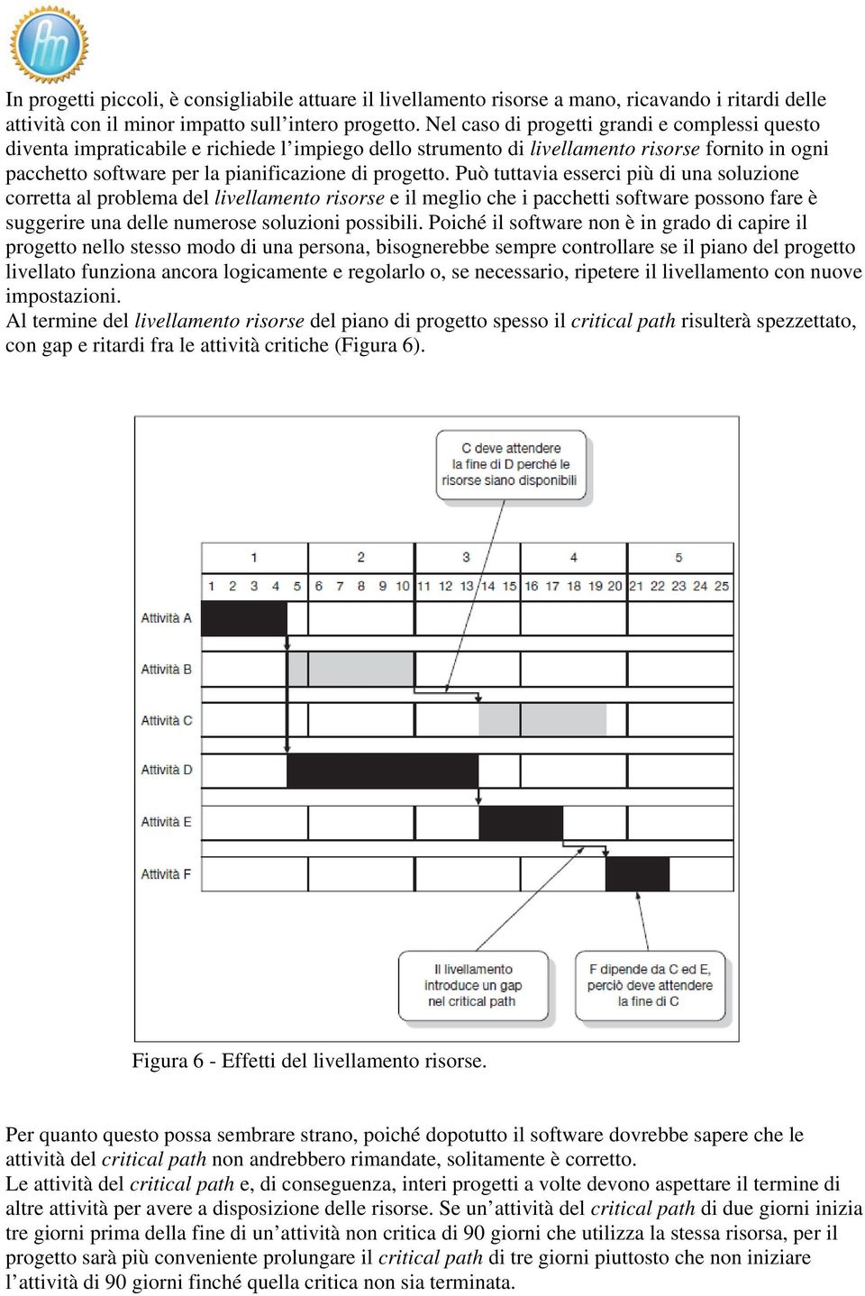 Può tuttavia esserci più di una soluzione corretta al problema del livellamento risorse e il meglio che i pacchetti software possono fare è suggerire una delle numerose soluzioni possibili.