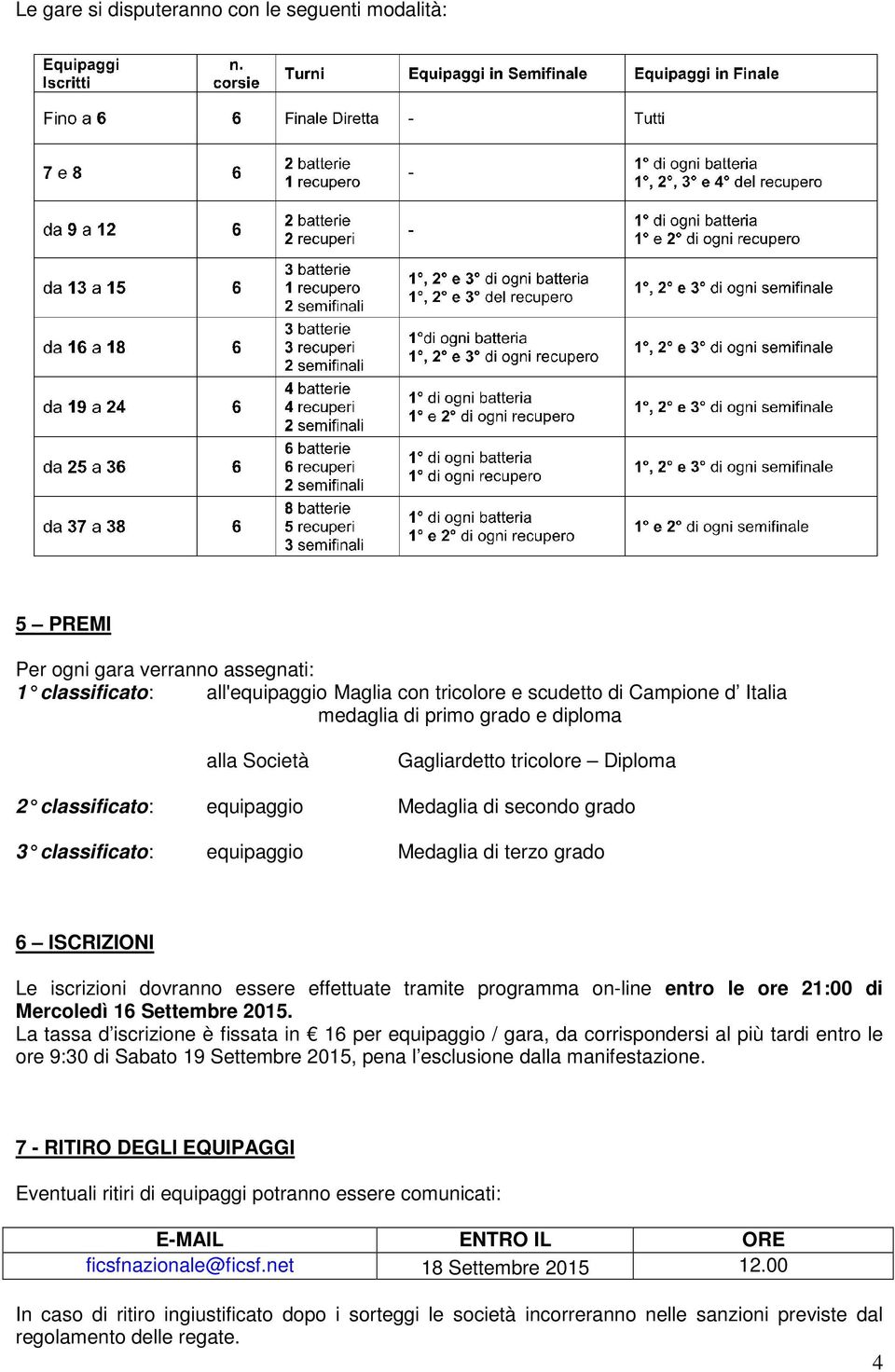 dovranno essere effettuate tramite programma on-line entro le ore 21:00 di Mercoledì 16 Settembre 2015.