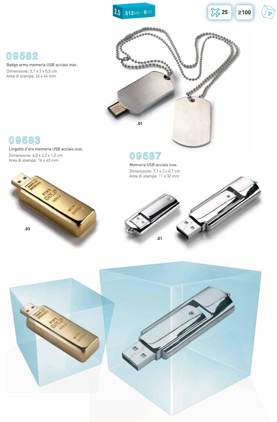 oro memoria USB acciaio inox.