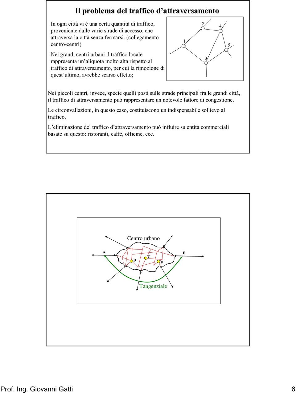 scarso effetto; 3 Nei piccoli centri, invece, specie quelli posti sulle strae principali fra le grani città, il traffico i attraversamento può rappresentare un notevole fattore i congestione.